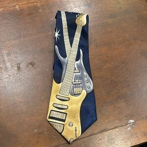 Guitar Design Tie in Gold and Silver